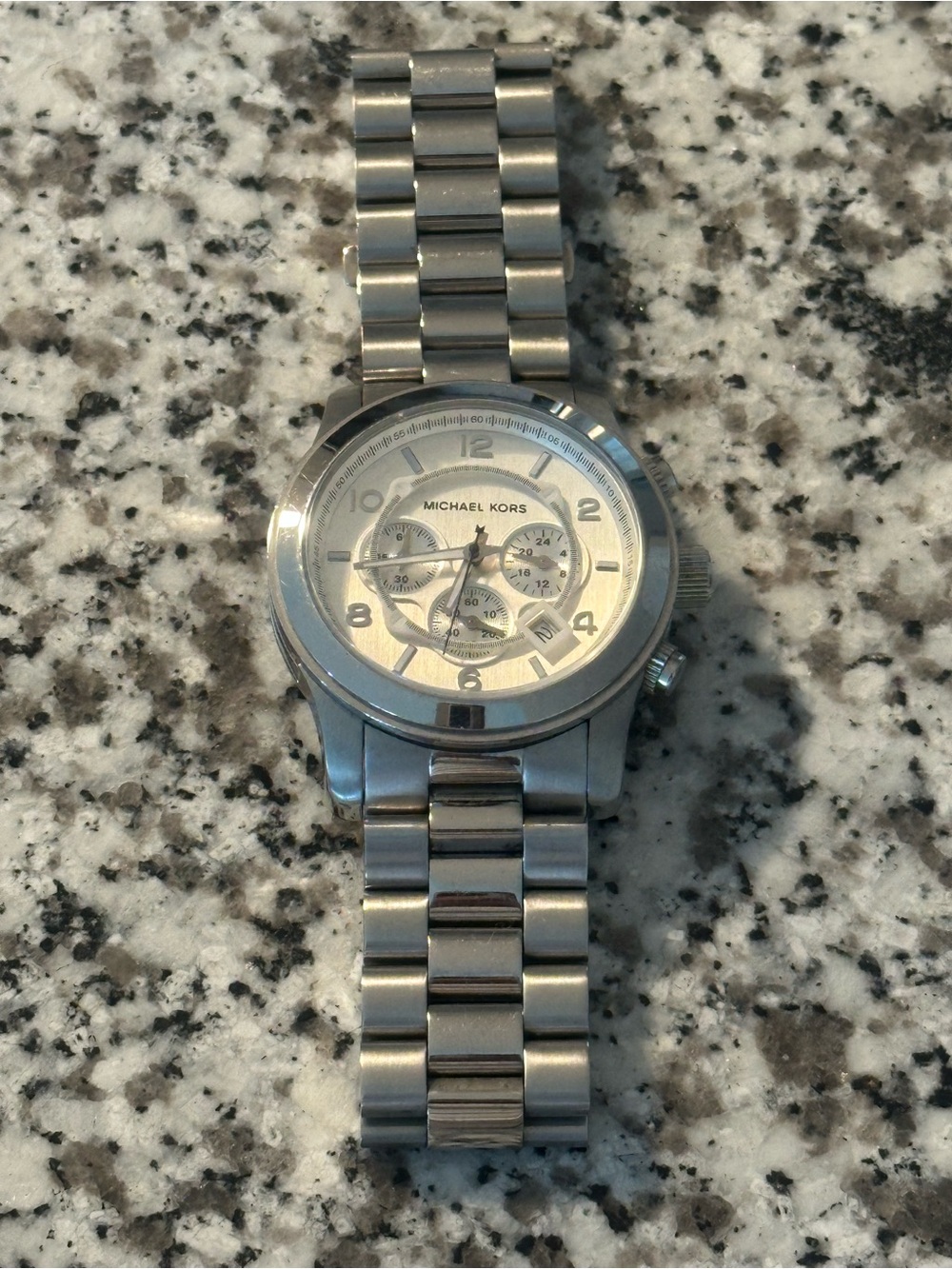 Michael Kors Silver-Tone Stainless Steel Chronograph Bracelet Watch
